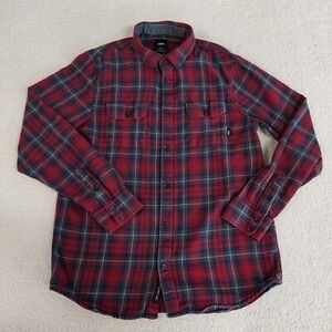 Vans Red and Blue Plaid Button-Down Shirt